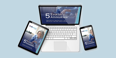 tablet, laptop, and cell phone showing the annuity guide
